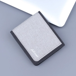 Men Bifold Wallet Canvas Fabric Short Horizontal Minimalist Urban Style Lightweight Card Holder Purse For Daily Use