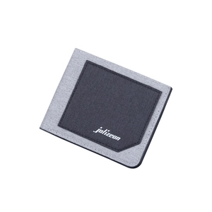Slim bifold canvas wallet for men in grey two-tone fabric with Jalizeon logo