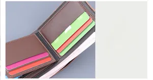 Detail of vintage brown leather wallet showing multiple card slots and metal zipper compartment