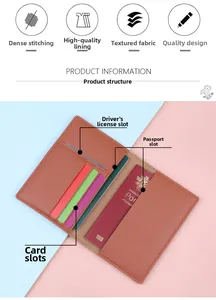 Internal detail of a brown passport wallet showing card slots and document compartments