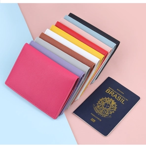 Custodie per passaporto in pelle PU colorata in dieci tonalità con cuciture fini