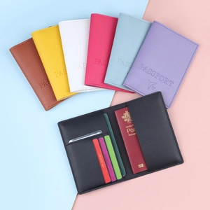 Minimalist PU Leather Passport Holder With RFID Blocking Airplane Embossed Travel Document Wallet Card Case For Men Women