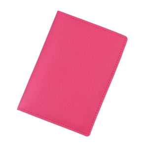 Porta passaporto in pelle fucsia con trama litchi e cuciture rifinite a mano