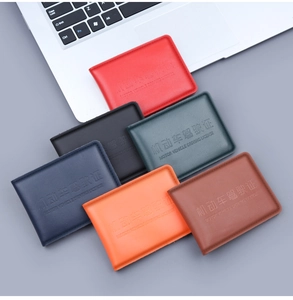 Detailed top view of genuine leather driving license covers in multiple elegant colors