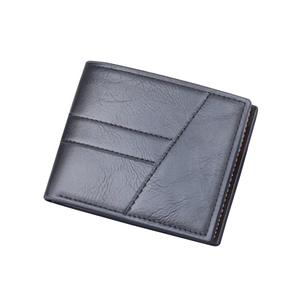 Herren Ledergeldbörse in Schwarz mit Vintage-Diagonalnähten und Reißverschlussfach