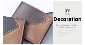 Gedetailleerde close-up van decoratieve V-stiksels op een dubbelgevouwen herenportemonnee