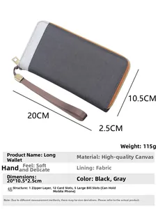 Detailed interior of canvas wallet showing 12 card slots and large phone compartment