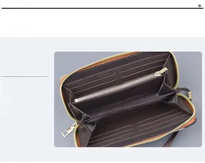 Detailed interior of men's canvas wallet showing card slots and zipper pocket
