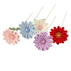 Handgefertigtes Häkel-Gänseblümchen-Set in fünf Farben für dekorative Blumenvase