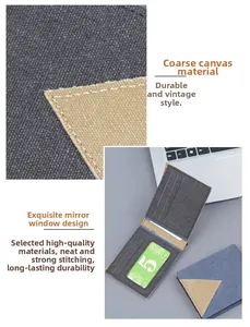 Detailansicht der Leinwand-Herrenbrieftasche mit Kartenfächern und ID-Fenster