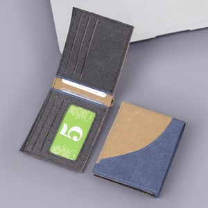 Men's Casual Canvas Bifold Wallet Urban Minimalist Contrast Color Splicing Short Money Clip Multi Card Slots ID Window Wallet