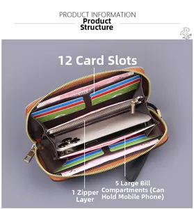 Detailed interior of canvas wristlet wallet showing 12 card slots and large capacity