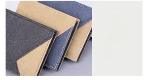 Macro shot of durable denim canvas wallets showing precision stitching and fabric texture
