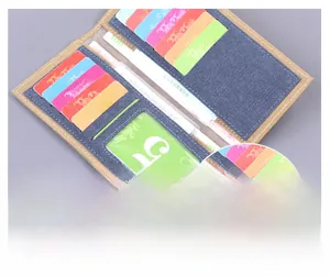 Detailed view of canvas long wallet internal structure with multiple credit card slots