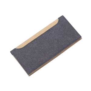 Men's long canvas wallet with thin two-tone design and 12 card slots in grey and brown
