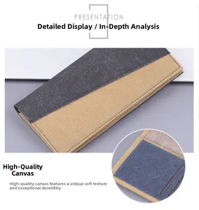 Details der langen Canvas-Geldbörse mit zweifarbigem Design und mehreren Kartenfächern