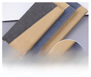 Detailansicht der Canvas-Textur und Nähte auf der langen Herren-Brieftasche