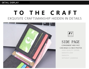 Detail of canvas wallet interior featuring multi-slot card holder and photo window