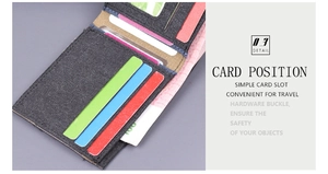 Detail showing the inner structure of a canvas wallet with multiple card slots and cash pocket