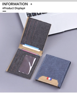 Detail of canvas bifold wallet interior showing card slots and transparent ID window