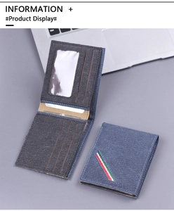 Détail de l'intérieur du portefeuille en toile avec fentes pour cartes et fenêtre ID