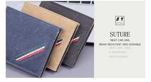 Détail des coutures précises et de la toile durable sur les portefeuilles fins pour hommes