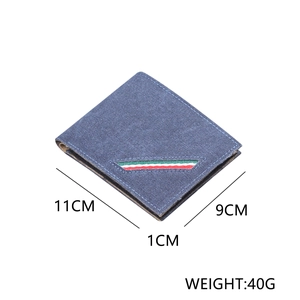 Portefeuille court en toile pour hommes avec rayures décoratives et design compact