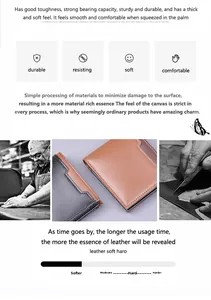 Detail of durable brown leather wallet showing soft texture and handmade stitching