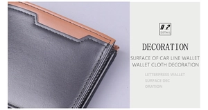 Detailed macro view showing the precise stitching on a bicolor leather men's wallet