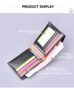 Détails de l'intérieur du portefeuille en cuir avec 8 fentes pour cartes