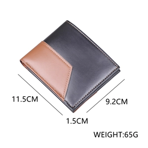 Portefeuille bicolore minimaliste pour homme en cuir noir et caramel à 9 emplacements