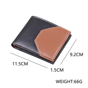 Men's bifold two-tone leather wallet showing detailed dimensions 11.5cm by 9.2cm