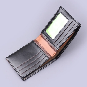 Portefeuille pour homme avec 9 fentes et fenêtre ID en cuir noir et marron