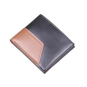 Portefeuille bicolore pour hommes en cuir noir et marron avec surpiqûres de précision fines