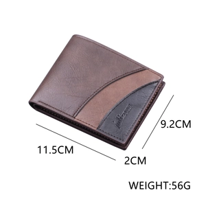 Brown leather minimalist bi-fold wallet for men with textured diagonal stitch design
