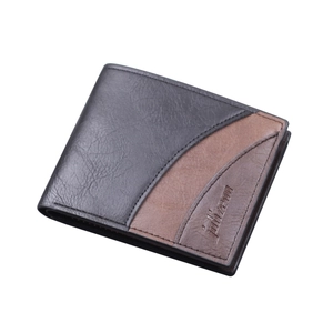 Men's bifold wallet in brown leather with contrast stitching and card slots