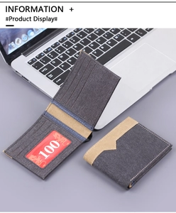 Vue détaillée du portefeuille en toile pour hommes avec fentes pour cartes et fenêtre ID