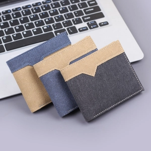 Portefeuilles fins en toile pour hommes avec design patchwork vintage en trois couleurs
