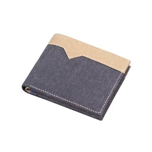 Portefeuille bicolore en toile pour homme avec coutures blanches et design patchwork