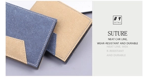 Gros plan du porte-cartes en toile durable avec coutures de précision et tissu résistant
