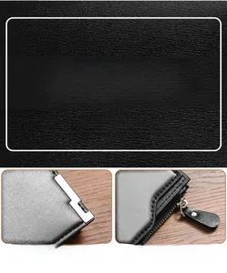 Detailed view of high-quality leather wallet showing durable zipper and polyester lining