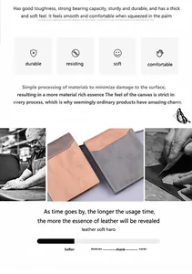 Detail of color-block leather wallet showing soft texture and premium handfeel