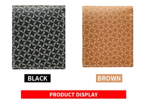 Comparaison de portefeuilles noir et marron à motifs d'étoiles et surpiqûres
