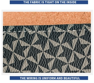 Vue détaillée du portefeuille en cuir noir texturé avec coutures blanches et motif d'étoiles