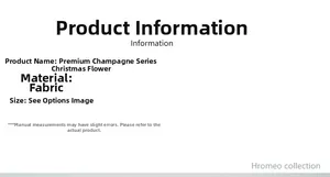 Detailed specifications for luxury champagne Christmas flower made of premium cloth fabric