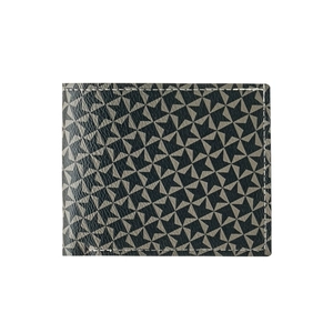 Portefeuille bicolore pour hommes avec motif géométrique et coutures blanches fines