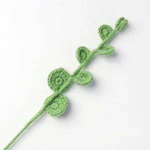 Handmade crochet eucalyptus leaf branch for home decor and creative floral arrangements