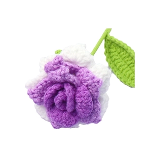 Handmade crochet pointed rose in purple and white gradient for home decor gifts