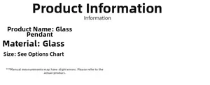 Detailed specifications of glass holiday ornaments with material and size guide info