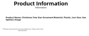 Detailed specifications of champagne tree topper star made of iron and plastic materials